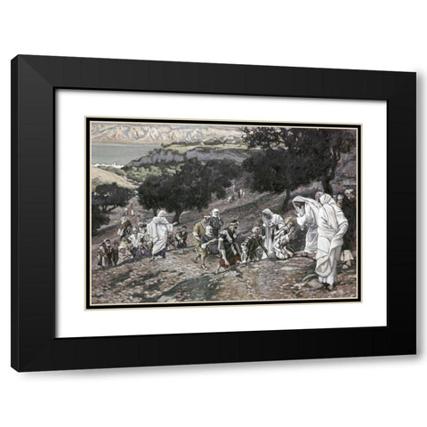 Jesus Healing The Lame and The Blind Black Modern Wood Framed Art Print with Double Matting by Tissot, James Jacques