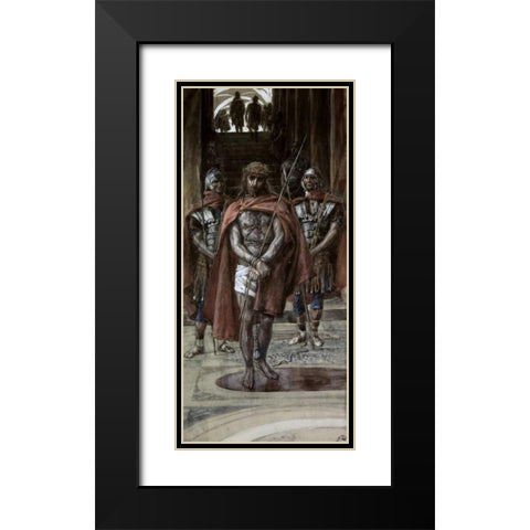 Jesus Leaves The Judgement Hall Black Modern Wood Framed Art Print with Double Matting by Tissot, James Jacques
