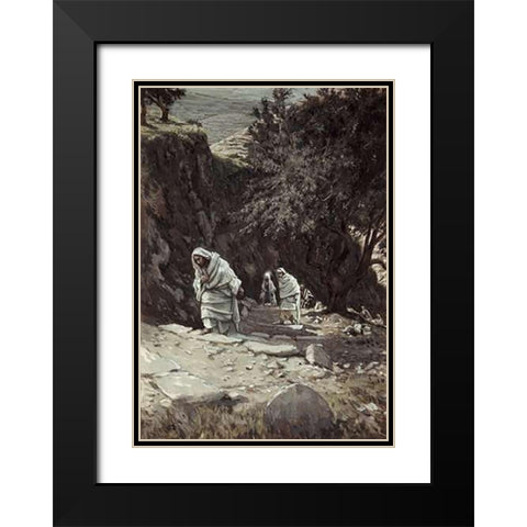 Jesus On His Way To Ephraim Black Modern Wood Framed Art Print with Double Matting by Tissot, James