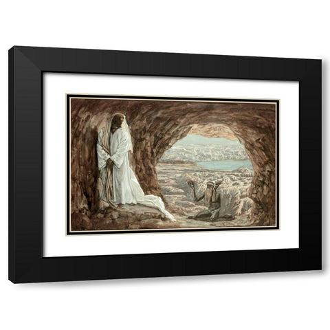Jesus Tempted In The Wilderness Black Modern Wood Framed Art Print with Double Matting by Tissot, James Jacques