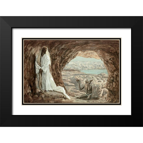 Jesus Tempted In The Wilderness Black Modern Wood Framed Art Print with Double Matting by Tissot, James Jacques