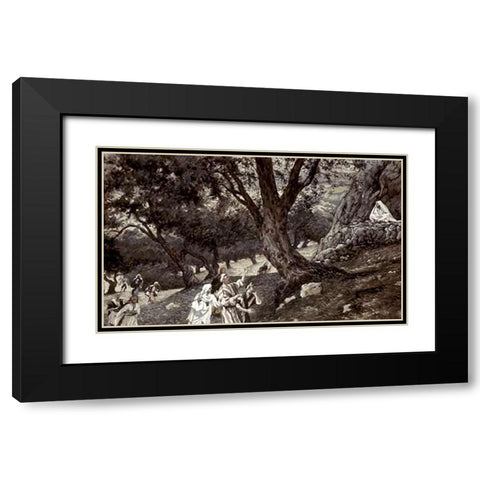 Jesus Went Out To a Desert Place Black Modern Wood Framed Art Print with Double Matting by Tissot, James