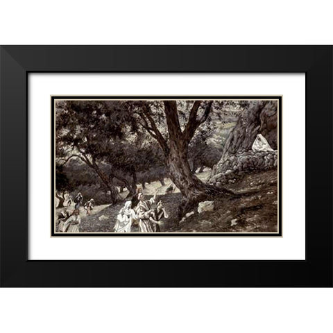 Jesus Went Out To a Desert Place Black Modern Wood Framed Art Print with Double Matting by Tissot, James