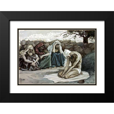 Job and His Three Friends Black Modern Wood Framed Art Print with Double Matting by Tissot, James