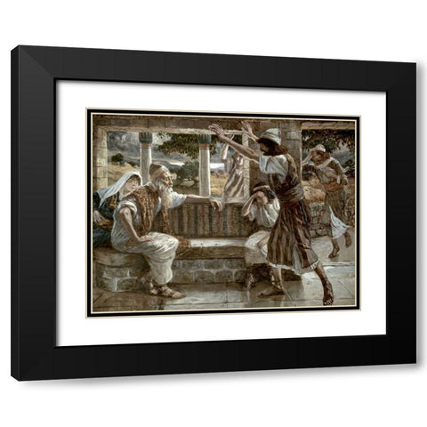 Job Hears Bad Tidings Black Modern Wood Framed Art Print with Double Matting by Tissot, James Jacques