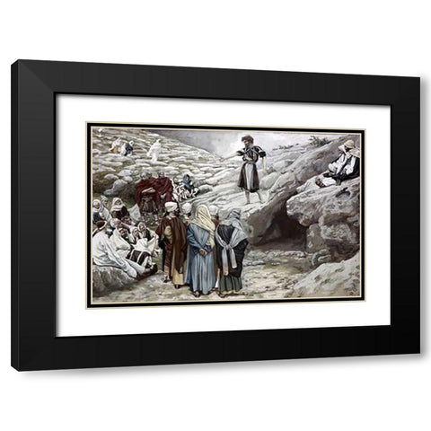 John The Baptist and The Pharisees Black Modern Wood Framed Art Print with Double Matting by Tissot, James