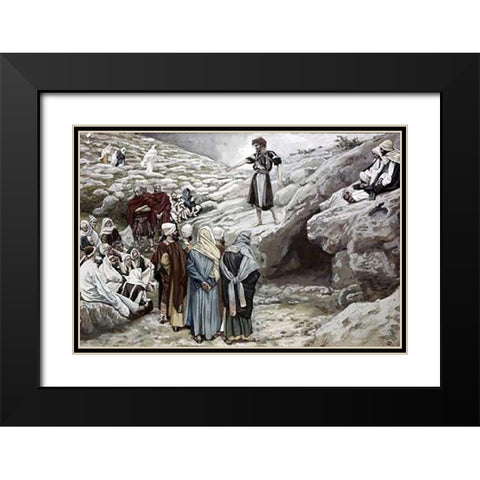 John The Baptist and The Pharisees Black Modern Wood Framed Art Print with Double Matting by Tissot, James