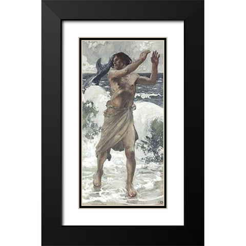 Jonah Black Modern Wood Framed Art Print with Double Matting by Tissot, James