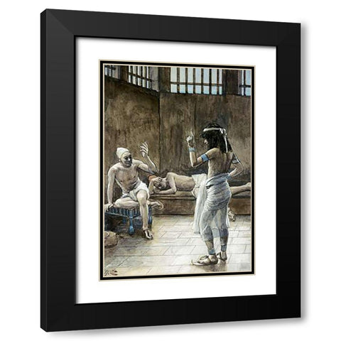 Joseph Interprets The Dreams Whilst In Prison Black Modern Wood Framed Art Print with Double Matting by Tissot, James