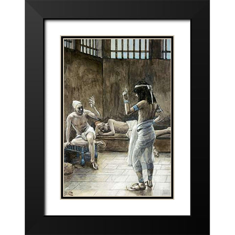 Joseph Interprets The Dreams Whilst In Prison Black Modern Wood Framed Art Print with Double Matting by Tissot, James
