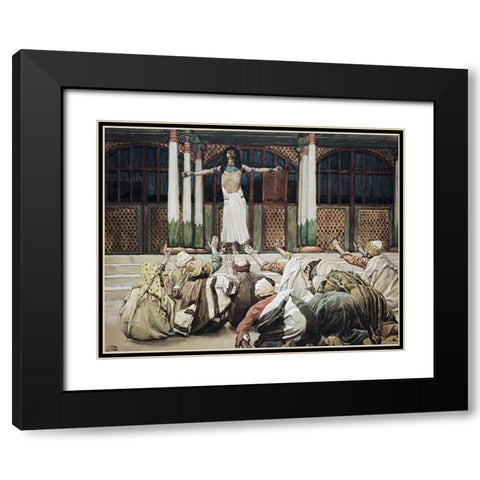 Joseph Maketh Himself Known To His Brethren Black Modern Wood Framed Art Print with Double Matting by Tissot, James