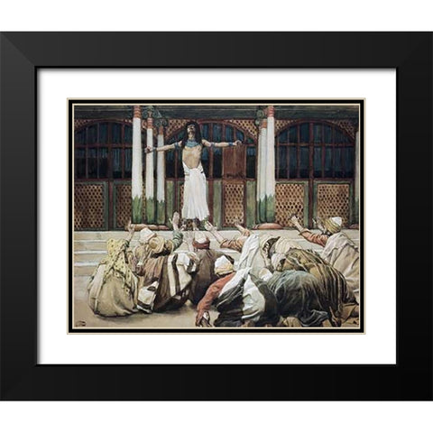 Joseph Maketh Himself Known To His Brethren Black Modern Wood Framed Art Print with Double Matting by Tissot, James
