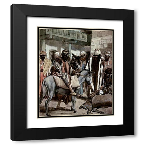 Joseph Sends His Brethren Away With Full Sacks Black Modern Wood Framed Art Print with Double Matting by Tissot, James