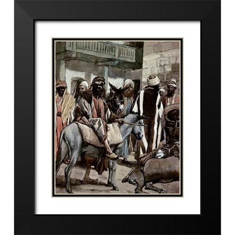 Joseph Sends His Brethren Away With Full Sacks Black Modern Wood Framed Art Print with Double Matting by Tissot, James