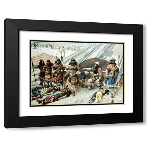 Joshua and The Five Kings Black Modern Wood Framed Art Print with Double Matting by Tissot, James