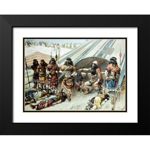 Joshua and The Five Kings Black Modern Wood Framed Art Print with Double Matting by Tissot, James