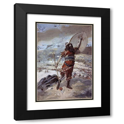 Joshua Gives The Signal For The Attack Black Modern Wood Framed Art Print with Double Matting by Tissot, James