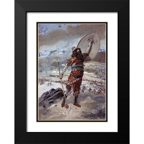 Joshua Gives The Signal For The Attack Black Modern Wood Framed Art Print with Double Matting by Tissot, James