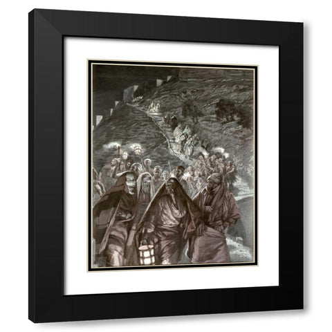 Judas and The Multitudes With Swords Black Modern Wood Framed Art Print with Double Matting by Tissot, James Jacques