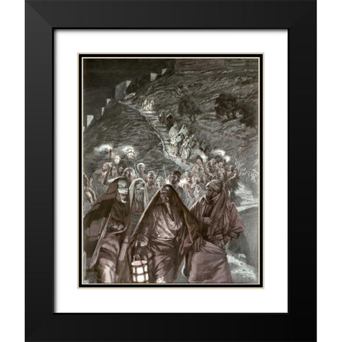Judas and The Multitudes With Swords Black Modern Wood Framed Art Print with Double Matting by Tissot, James Jacques