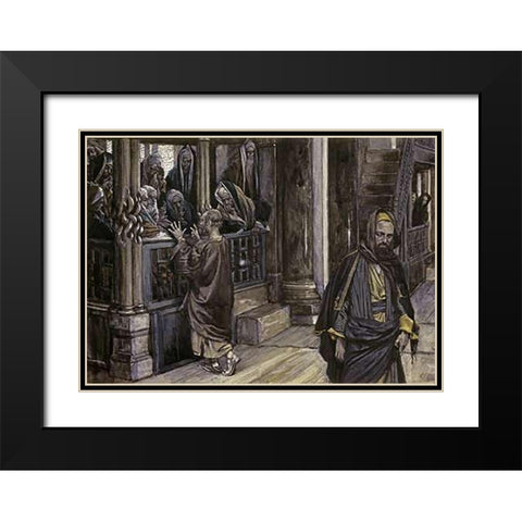 Judas Goes To The High Priests Black Modern Wood Framed Art Print with Double Matting by Tissot, James