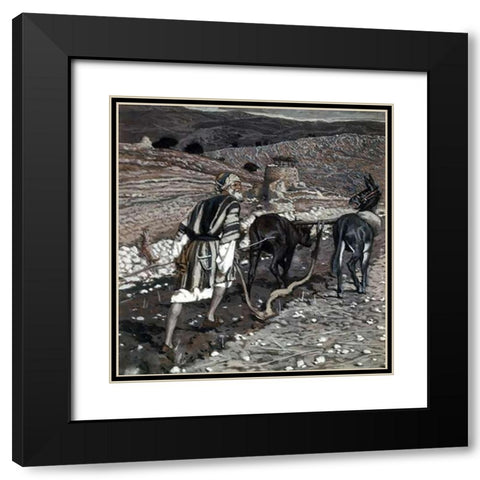 Man at The Plough Black Modern Wood Framed Art Print with Double Matting by Tissot, James