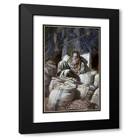 Man Who Laid Up Treasure Black Modern Wood Framed Art Print with Double Matting by Tissot, James