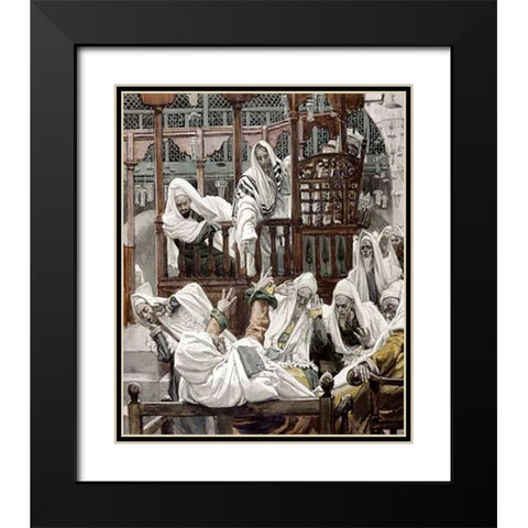 Man With The Unclean Spirit Black Modern Wood Framed Art Print with Double Matting by Tissot, James