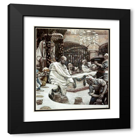 Marriage of Cana of Galilee Black Modern Wood Framed Art Print with Double Matting by Tissot, James