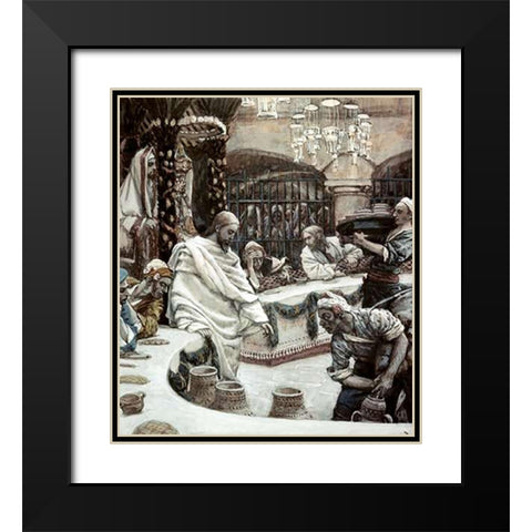 Marriage of Cana of Galilee Black Modern Wood Framed Art Print with Double Matting by Tissot, James