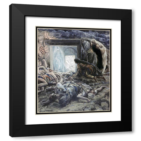 Mary Magdalene and The Holy Women at The Tomb Black Modern Wood Framed Art Print with Double Matting by Tissot, James Jacques