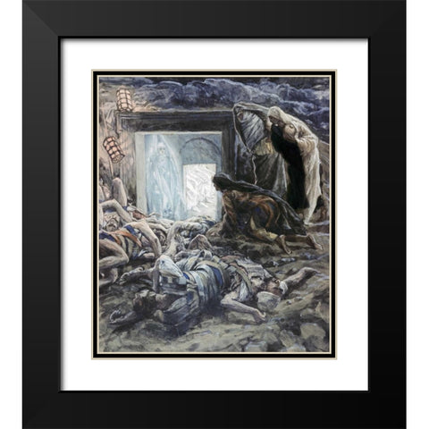 Mary Magdalene and The Holy Women at The Tomb Black Modern Wood Framed Art Print with Double Matting by Tissot, James Jacques
