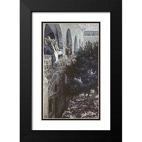 Massacre of The Innocents Black Modern Wood Framed Art Print with Double Matting by Tissot, James