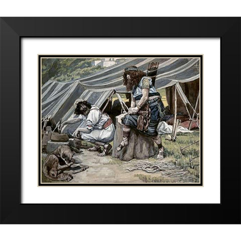 Mess of Pottage Black Modern Wood Framed Art Print with Double Matting by Tissot, James