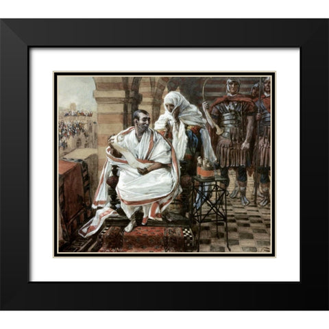 Message From Pilates Wife Black Modern Wood Framed Art Print with Double Matting by Tissot, James Jacques