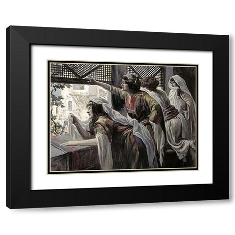 Michal Despises David Black Modern Wood Framed Art Print with Double Matting by Tissot, James