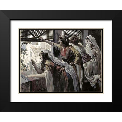 Michal Despises David Black Modern Wood Framed Art Print with Double Matting by Tissot, James