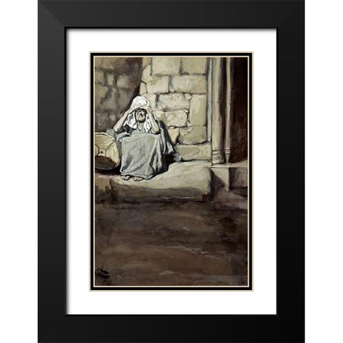 Miriam Shut Out From The Camp Black Modern Wood Framed Art Print with Double Matting by Tissot, James
