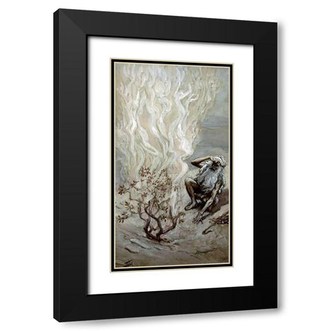 Moses Adores God In The Burning Bush Black Modern Wood Framed Art Print with Double Matting by Tissot, James
