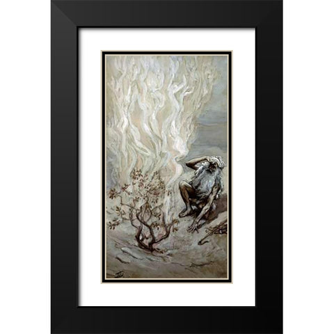 Moses Adores God In The Burning Bush Black Modern Wood Framed Art Print with Double Matting by Tissot, James