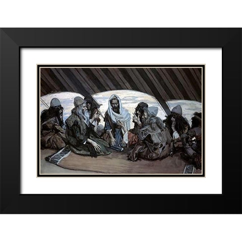 Moses and Jethro Black Modern Wood Framed Art Print with Double Matting by Tissot, James
