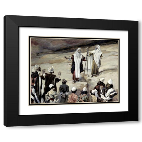 Moses Forbids The People To Follow Him Black Modern Wood Framed Art Print with Double Matting by Tissot, James Jacques
