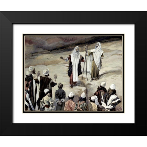 Moses Forbids The People To Follow Him Black Modern Wood Framed Art Print with Double Matting by Tissot, James Jacques