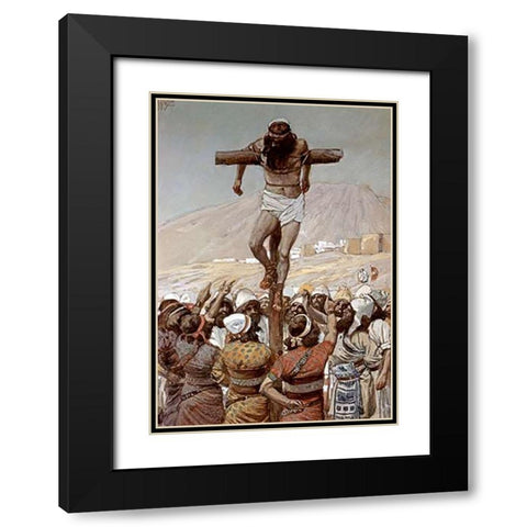 Mutilation of Adoni-Bezek Black Modern Wood Framed Art Print with Double Matting by Tissot, James