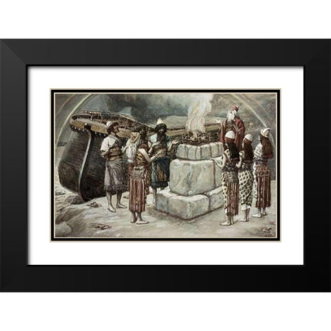 Noahs Sacrifice Black Modern Wood Framed Art Print with Double Matting by Tissot, James