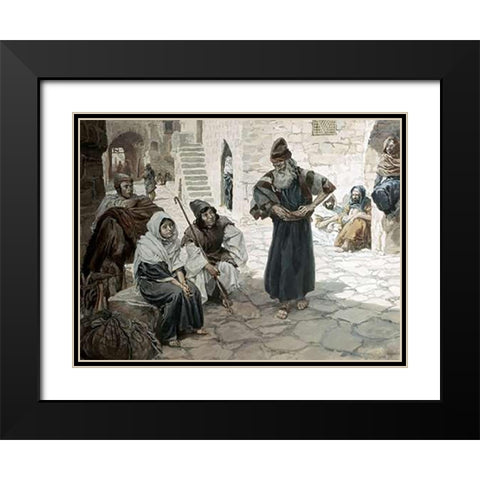 Old Man Invites The Levite Black Modern Wood Framed Art Print with Double Matting by Tissot, James