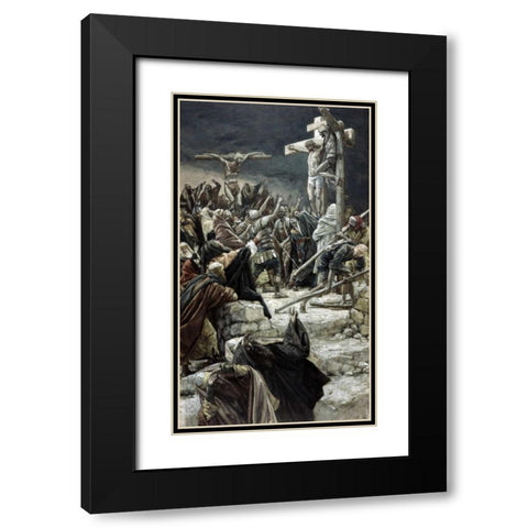 Pardoning of the Penitent Thief Black Modern Wood Framed Art Print with Double Matting by Tissot, James Jacques