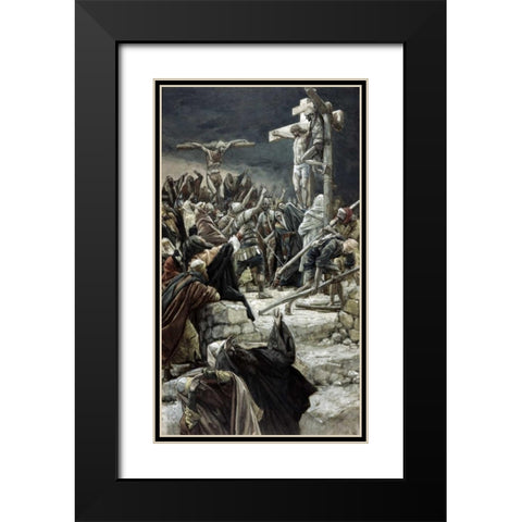 Pardoning of the Penitent Thief Black Modern Wood Framed Art Print with Double Matting by Tissot, James Jacques