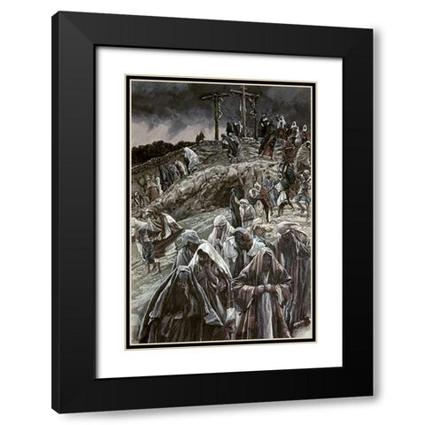 People Smote Their Breasts at What Was Done Black Modern Wood Framed Art Print with Double Matting by Tissot, James