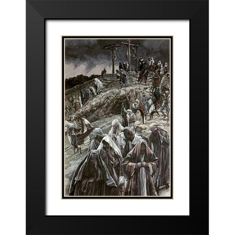 People Smote Their Breasts at What Was Done Black Modern Wood Framed Art Print with Double Matting by Tissot, James